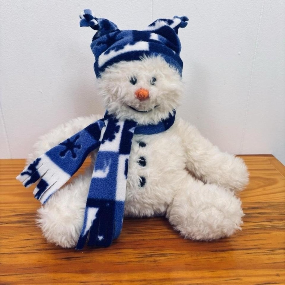 VTG Gund Swoosh Plush Snowman 88108 Stuffed Toy 13" Fleece‎ Hat Scarf